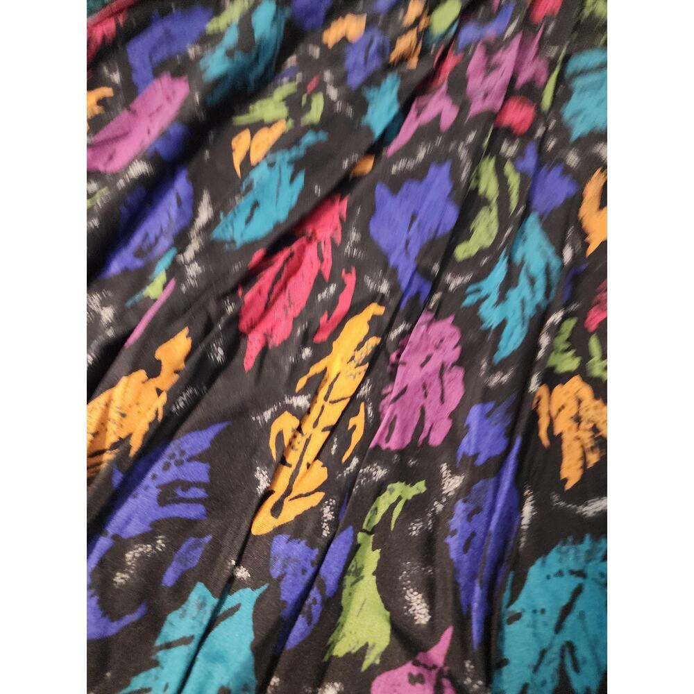 Vintage Worthington Rayon Skirt Leaf Print Full Swing Midi Skirt Colorful sz 14 - Picture 9 of 9